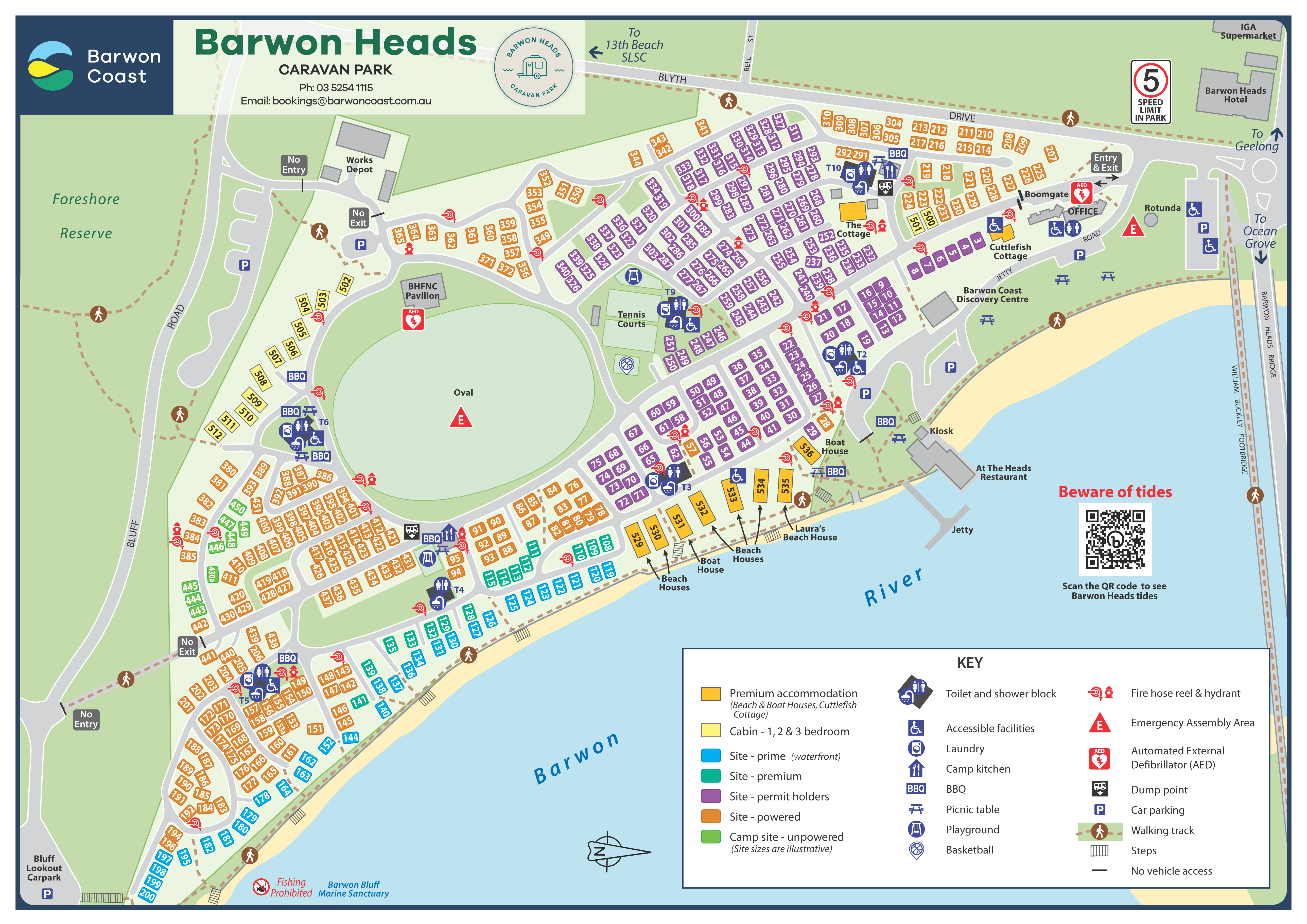 Barwon heads Caravan Park 2024 map