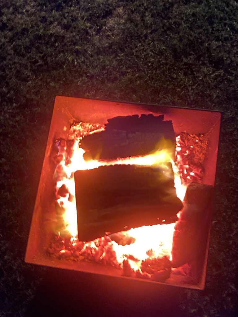 Campfire, hot coals burning
