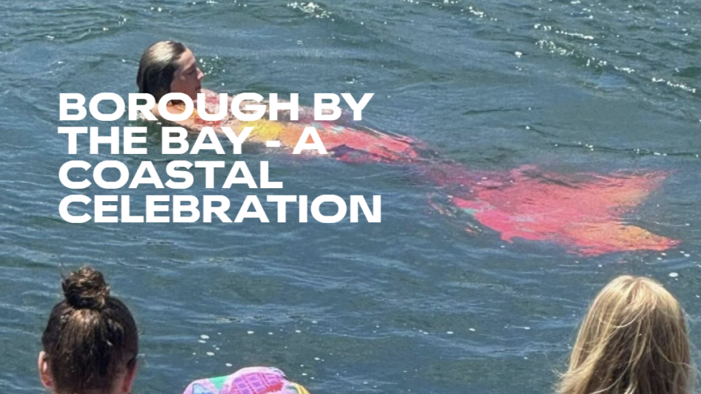 A mermaid swimming in the bay